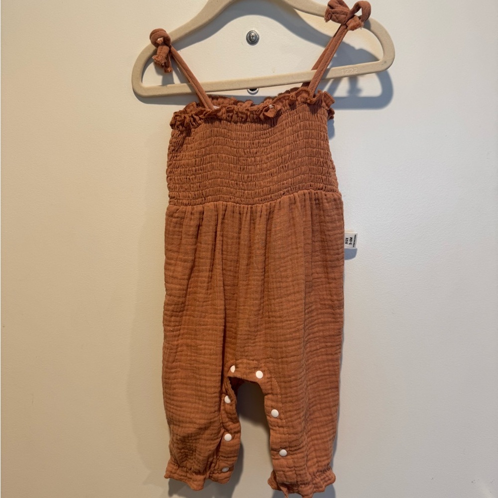 3-6M Shein Kids 100% Cotton Brown Romper
